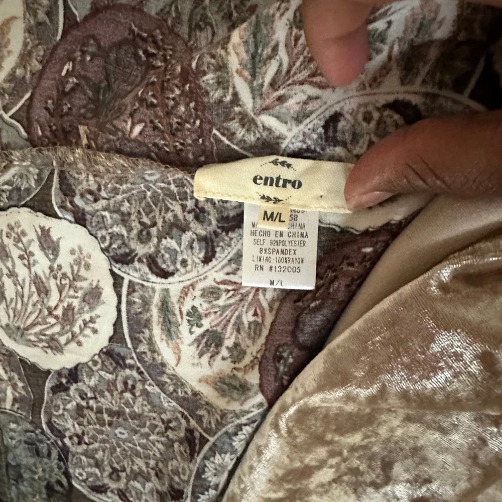 Entro Medallion Print Velvet Lined Kimono Jacket J8489 Earth Tones ML - Picture 3 of 7
